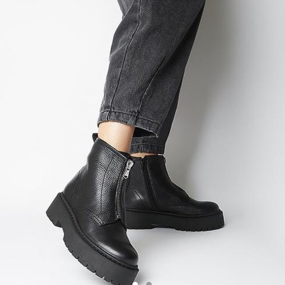 Office Chunky Front Zip Boots